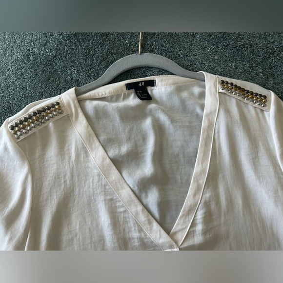 EUC H&M Tops | H & M Cream Beaded Shoulder Top. - Picture 6 of 6